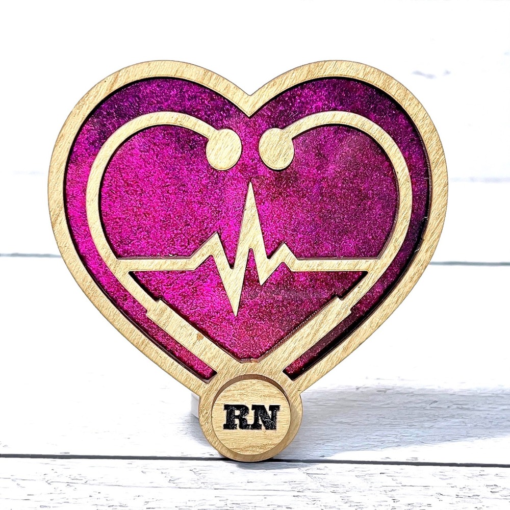RN Registered Nurse Heart Stethoscope‎ Night Light Purple Handmade